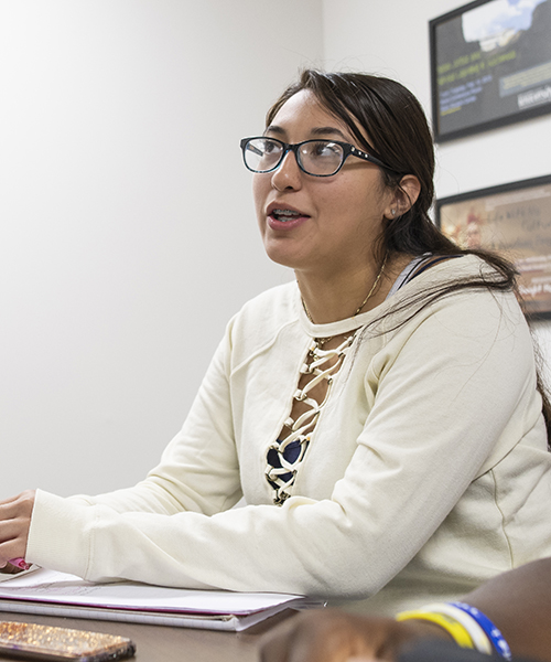 Briar Cliff student in social work classroom