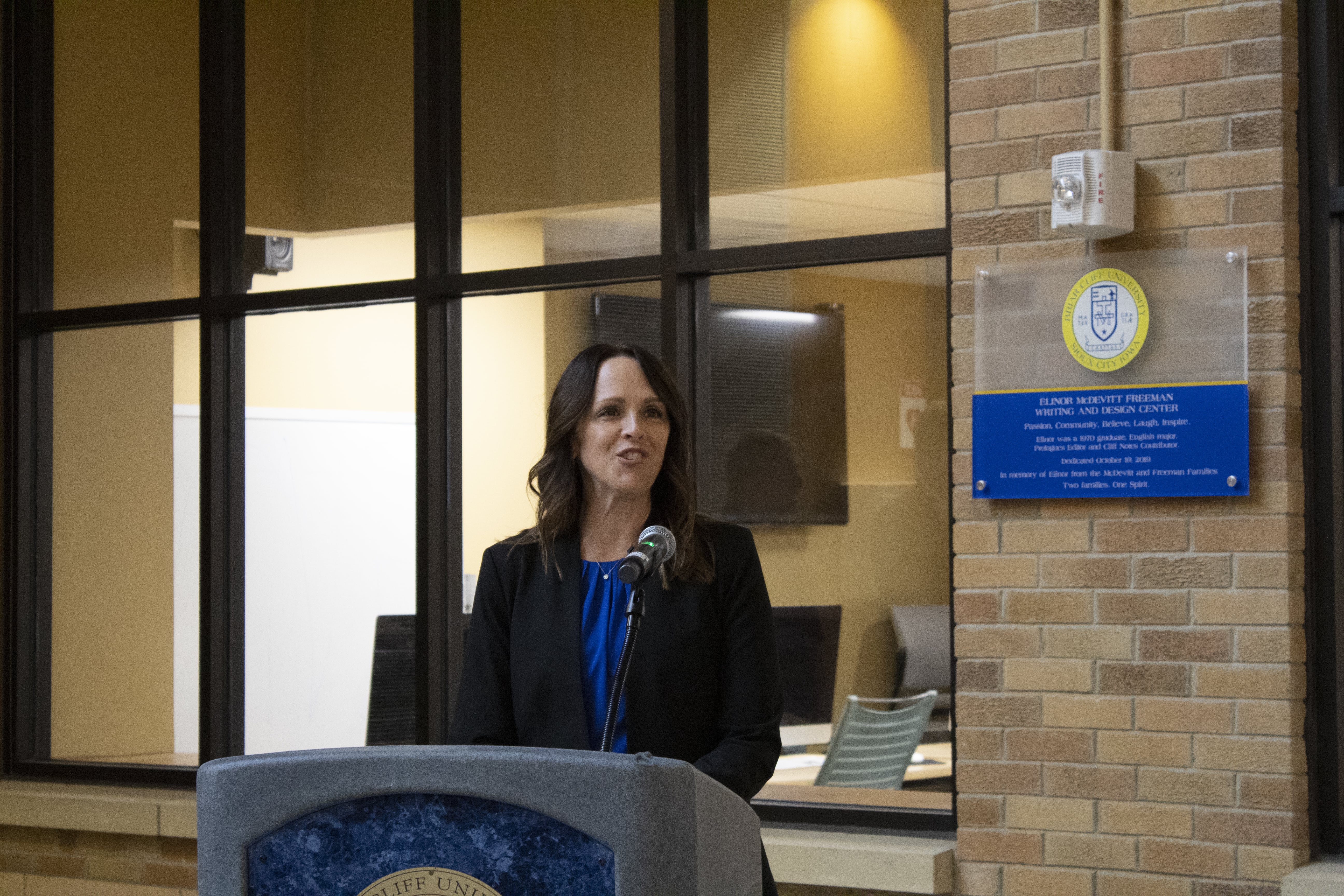 President Rachelle Karstens at Press Conference